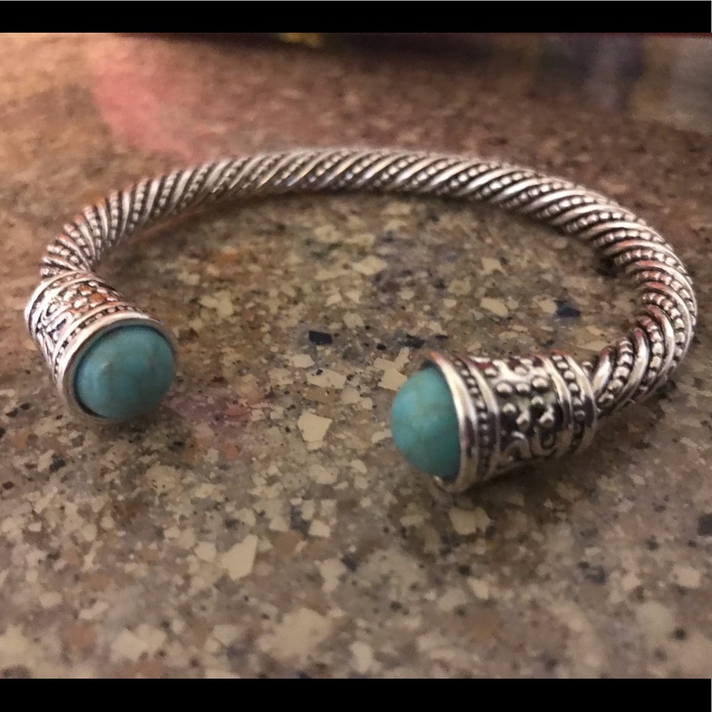 Bangle silver / turquoise bangle - Picture 2 of 6